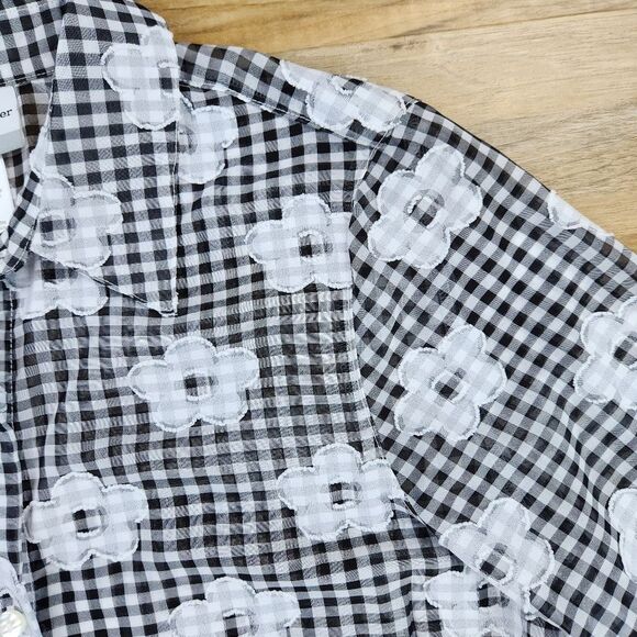 🔺️Alfred Dunner Black & White Checkmate Button Top Petite Medium - Picture 5 of 10